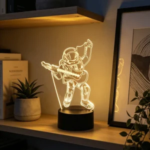 3D Illusion Astronaut Night Light with Touch Sensor, USB-Powered