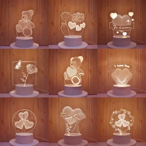 3D LOVE Heart LED Night Light for Christmas or Valentine’s Day