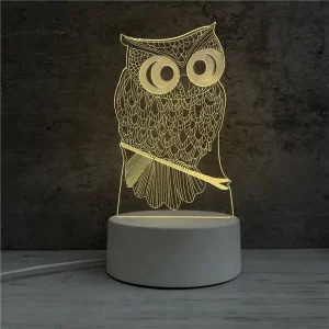 3D Lamp Custom Decor Light LED Table Lamp Owl Style Acrylic ABS Base