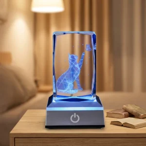 3D Laser Engraved Crystal Cube Night Light LED USB Rechargeable Color Changing Horse Desk Lamp for Home Decor & Gifts
