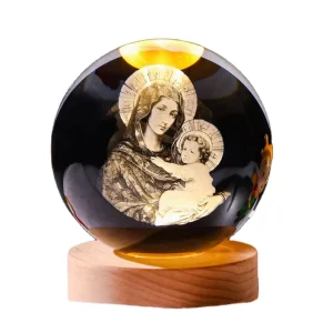 3D Laser-Engraved LED Jesus Crystal Ball Night Light, Warm White