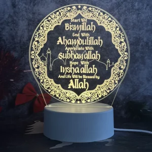 3D Led Islamic Night Light Ramadan Lamp Usb Acrylic Table Lamp Eid Mubarak Ramadan Light Decorations Gift for Muslims Home