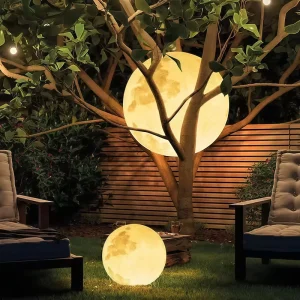 3D Moon Lamp Garden Lawn Decorations Floor Lamp IP65 Waterproof LED DC Solar Garden Lights