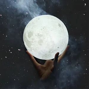 3D Moon Lamp with Remote Control and USB-Rechargeable LED Night Light