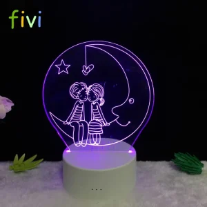 3D Moon Lover Shape LED Table Lamp Night Light for Baby Room