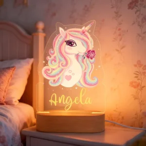 3D Night Light Acrylic Lamp LED Plug In Warm White Cute Lamps USB Designed Wooden Engraved Oval Base Modern Decoration