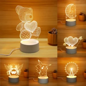 3D Night Light Custom Cartoon Photo Gift Bedroom Decorative USB Led 3D Illusion Table Desk Lamp 3D Night Lamp for Kids Gift