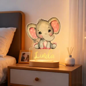 3D Night Light Table Lamps Acrylic Lamp LED Lights Night Light Cute USB Designed Wooden Engraved Oval Base Plug In Decor