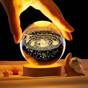 3D Planet Moon Crystal Craft Ball Light Home Indoor Lighting Engraved Usb for Gift Led Bedside Desk Night Lights Table Lamp