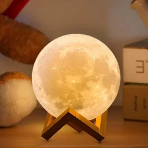 3D Print Modern Moon Lamp Creative USB Plug in LED Night Light with Touch & Remote Control for Bedroom
