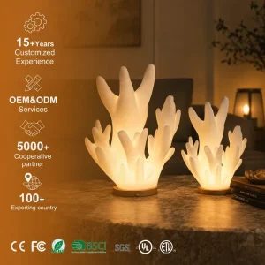 3D-Printed Coral Night Light with Touch-Sensitive RGB LED, Eye-Care Light, and Built-In Battery