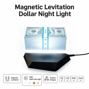 3D Printed Magnetic Levitation Modern Money Lamp 360 Floating LED Touch Light Home Decor RGB Color Night Light