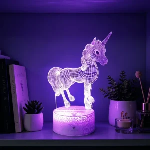3D Unicorn LED Table Lamp with Touch or Remote Control