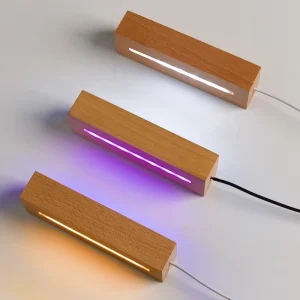 3D Wooden LED Lamp Holders Led Table Light Bases Acrylic Night Light Bases Rectangle Wooden Stand Bedroom Home Decor
