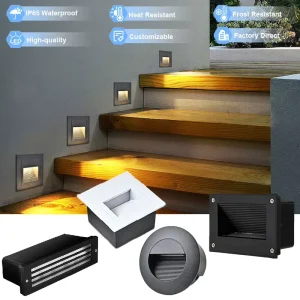 3W Square LED Waterproof Wall Lights Stair 12V DC Indoor Aluminum Warm White 3000K Tempered Glass Step Lighting Garden Park