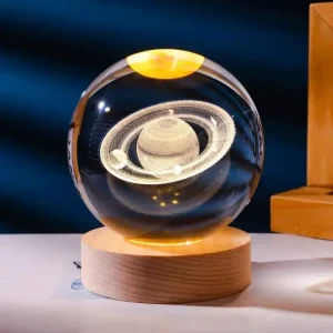 3d Crystal Ball Night Light with Led Wooden Base Luminous Crystal Ball Decoration Led Table Night Lights Christmas Birthday Gift
