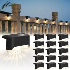 4 16 Packs Outdoor Abs Led Solar Power Stair Step Fence Lamp Solar Led Garden Wall Lights