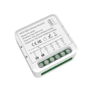 4-Channel WiFi Mini Smart Light Switch Module with Wireless Remote Control