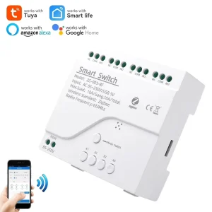 4-Channel Zigbee Wireless Light Switch Module APP and Voice Control Compatible with Alexa and Google