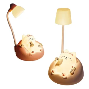 4 Colors Mini LED ABS Sleeping Cat Desk Lamp Touch Control Warm White Home Decoration Gift for Bedroom Living Room Use