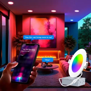 4 Inch 9W Smart Slim RGBCW LED Recessed Pot Light IP44 Waterproof WiFi Alexa Google Home Compatible