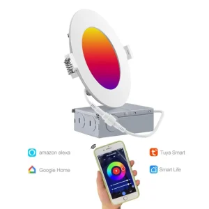 4 Inch Super Slim 9W RGBCW Smart WiFi Recessed Panel Light SMD2835 LED Night Light Voice Phone Control for Bedroom Downlight
