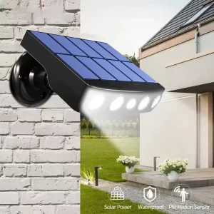 4-LED Solar Security Light with Motion Sensor, 3 Modes, and Waterproof Wall Mount for Garden