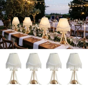 4 Pack Wedding Tassel Bow Cordless Table Lamps for Dining Wedding Bridal Shower Outdoor Party Home Decoration