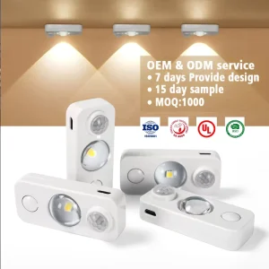 4-Piece USB Rechargeable LED Cabinet Light Set Dimmable Human Sensor Wireless for Wardrobe, Closet, and Kitchen