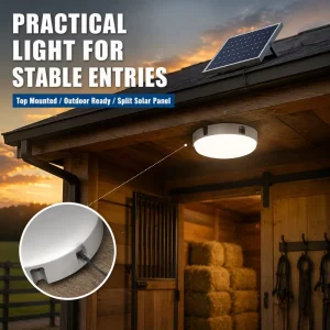400W outdoor surface-mounted round solar panel ceiling light with remote control for villa