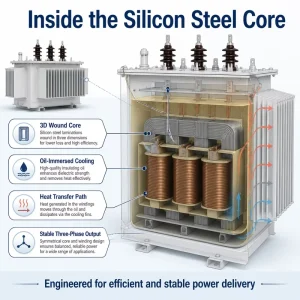 400kVA Triangular Core Step-Down Three-Phase Silicon Steel Oil-Immersed Transformer IEC60076 Custom KVA Voltage