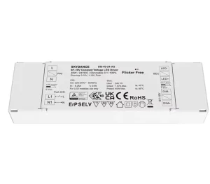40W 24V 0/1-10V Dimmable LED Driver Push Switch for Single Color LED Strip DB-40-24-AS