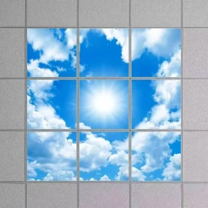 40W 60×60 LED Decorative Panel Ceiling Light, Blue Sky and Clouds Pattern, Office