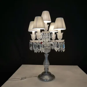4+1 Lights Crystal Table Lamps With Fabric Shade Wedding Villa Modern Decorative Table Lights Cristal Lustre