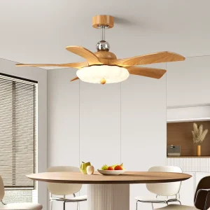 42/47-Inch Wood Ceiling Fan with LED Light, BT Remote Control and 6 Speeds