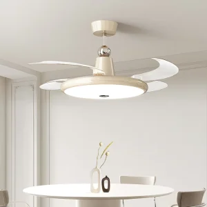 42-Inch Foldable 4-Blade LED Ceiling Fan Lamp with Remote Control, 6-Speed Dimmable Motor