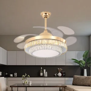 42 Inch LED Ceiling Fan Light with Remote Control WiFi 6-Speed Dimmable Warm White Acrylic