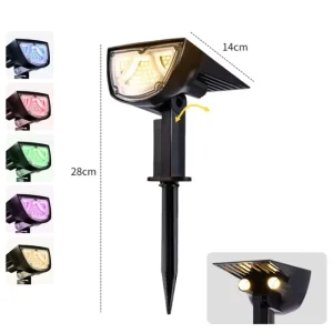 43 LED 10W Waterproof Adjustable Solar Pathway Lights Head Tail Spotlights Multi Color Wireless Solar Lawn Stake Lights