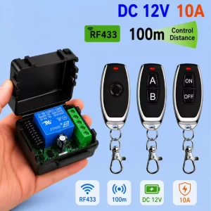 433 MHz Remote Control Wireless Switch DC 12/24V RF 10A Relay Receiver 2CH Transmitter for Door Electromagnetic Lock