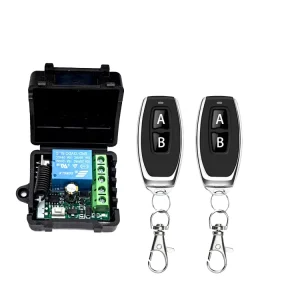 433 MHz Wireless Remote Control Switch DC 12V 10A 1CH Relay Receiver and Fixed-Code Transmitter for Garage Gates, Motors, and Lights