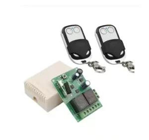 433MHz Remote Control Switch DC 6V/12V/24V/30V, 2-Channel RF Relay Receiver with On-Off Transmitter for Garage Doors and Gates