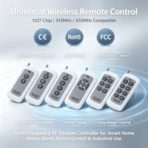 433MHz Remote Control for Electric Rolling Shutters, Sliding Gates, Alarm Systems, Lights, and Motors