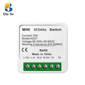 433MHz Wireless RF Light Switch Module, AC 110V/220V/240V 16A, 2-Way and Timing Functions, 10m-50m Range
