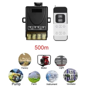 433MHz Wireless Remote Control Switch DC 12V 24V 30A 1CH Relay Receiver for Garage Door Motor and Light with 500M Transmitter