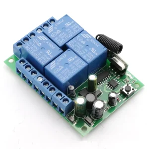 433MHz Wireless Remote Control Switch DC 12V 4CH Relay Receiver Module with 4 Channel RF Remote 433.92MHz Transmitter