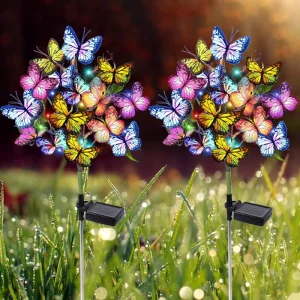 44 LED Solar Garden Lights with 34 Butterfly Flower Design Waterproof Outdoor Decorative Lights for Yard Patio Lawn IP66 Rating