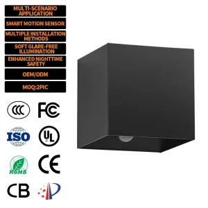 4400mAh Cube Four-Leaf Door Type-C Rechargeable Aluminum LED Wall Lamp with Human Body Sensor