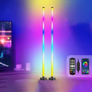 48″ RGB Corner Floor Lamp with Remote Control Music Sync and Dimmable LED Mood Light for Living Room Gaming Room