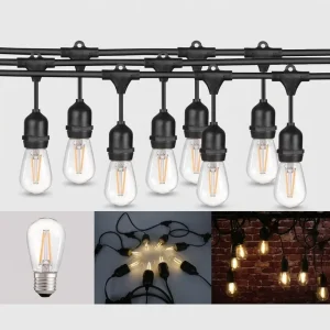 48FT Outdoor Decoration IP65 Waterproof S14 LED Bulb Christmas Garland Series Light