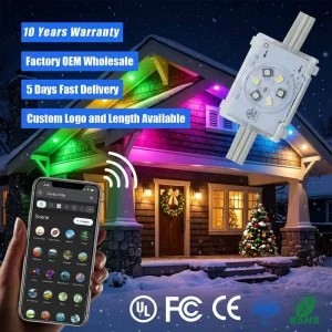 48V IP68 RGBIC Permanent Outdoor LED Christmas Point Lights with Smart WiFi Controller for Buildings, 200ft 500ft